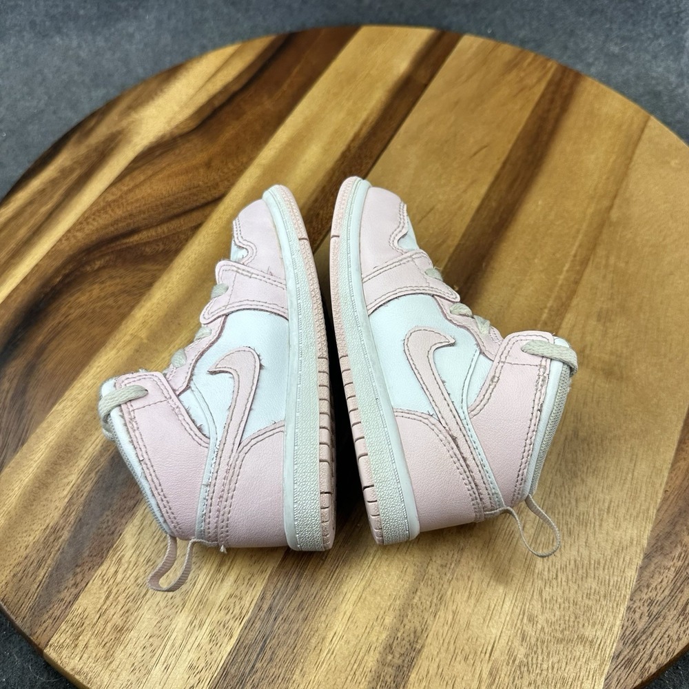 Nike Air Jordan 1 Mid Pink Foam/White Toddler Sneakers DQ8425-608 Size 8C - Picture 8 of 11